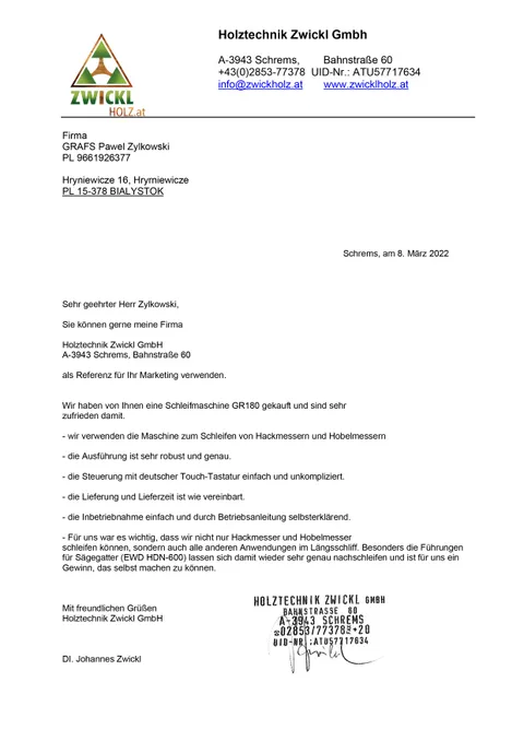 List referencyjny 2